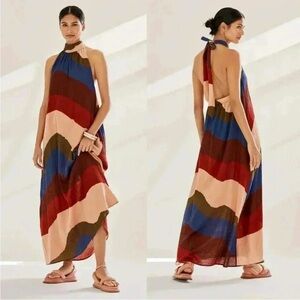 Anthropologie The Odells sundress halter maxi dress striped long bohemian Small